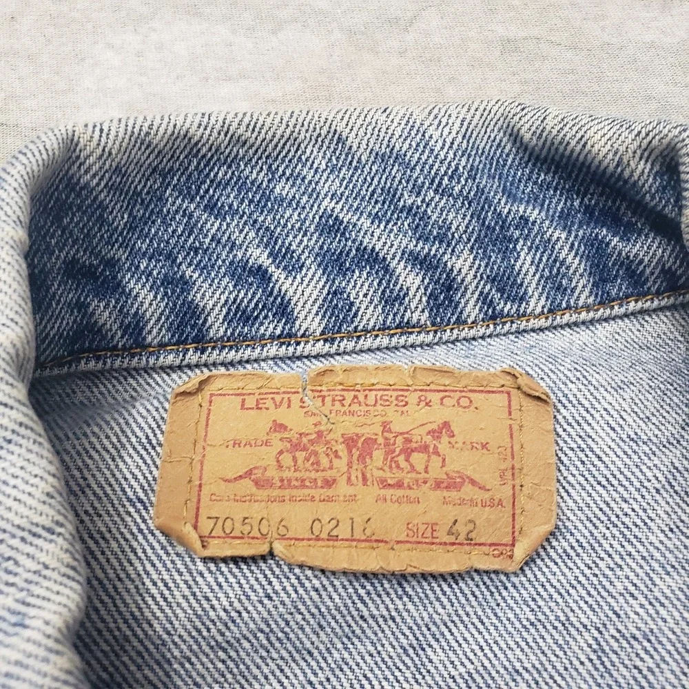 Vintage Levis Trucker Jacket Men 42 Blue Type 3 Made In USA Denim 80s Button 523